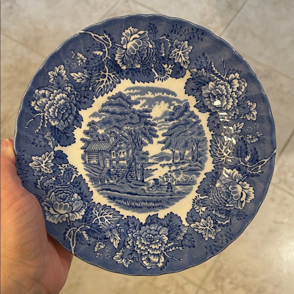 Wood & Sons Salad Plate blue & White